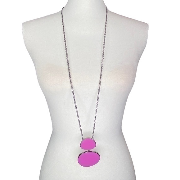 LC Lauren Conrad Necklace Gunmetal Tone Chain with Purple Pendant Necklace - Picture 1 of 11